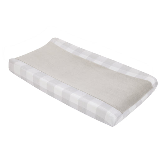 NoJo Rustic Farmhouse Super Soft Gray and White Buffalo Check Changing Pad Cover