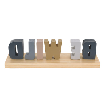 Little Love by NoJo Be Wild Shelfie Room Décor Blue, Gray, Gold and Cream Letters on Natural Wood Base