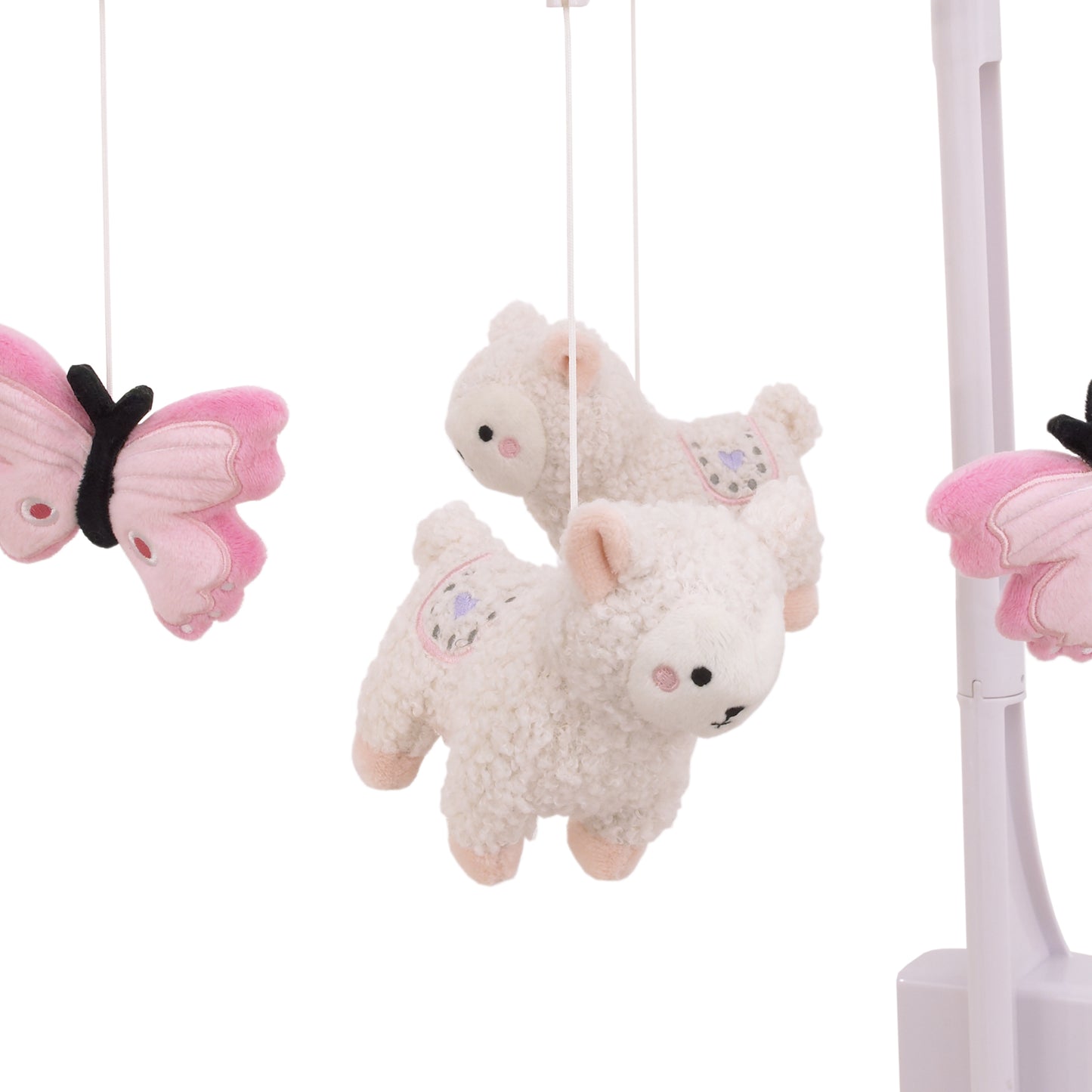 Little Love by NoJo Sweet Llama and Butterflies Pink and White Musical Mobile