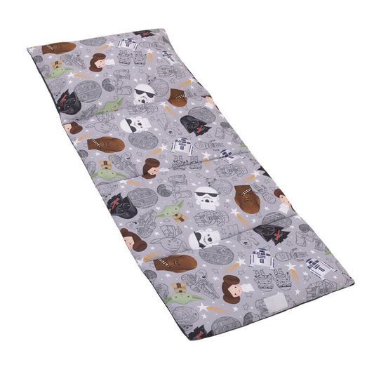 Star Wars Welcome to the Galaxy Navy and Gray Yoda, Princess Leia, R2-D2 , Chewbacca, and Darth Vader Deluxe Easy Fold Toddler Nap Mat