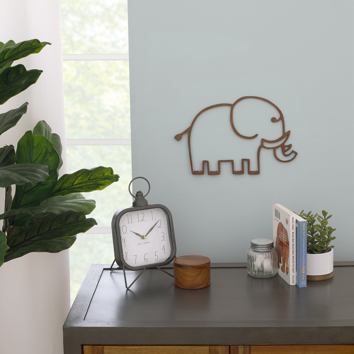 Little Love by NoJo Elephant Shaped Textured Wood Tone Wall Décor
