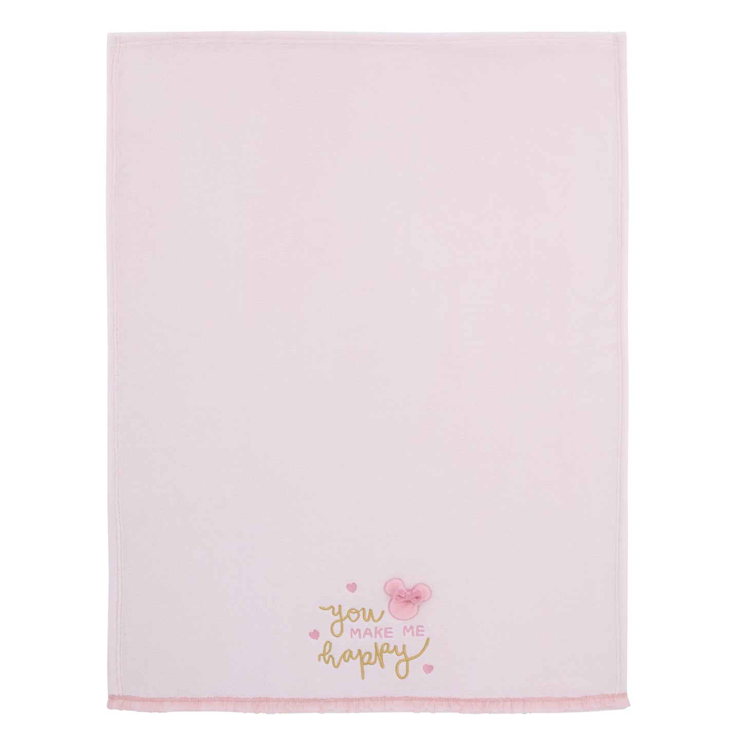 Disney Minnie Mouse My Happy Place Pink Super Soft Appliqued Baby Blanket
