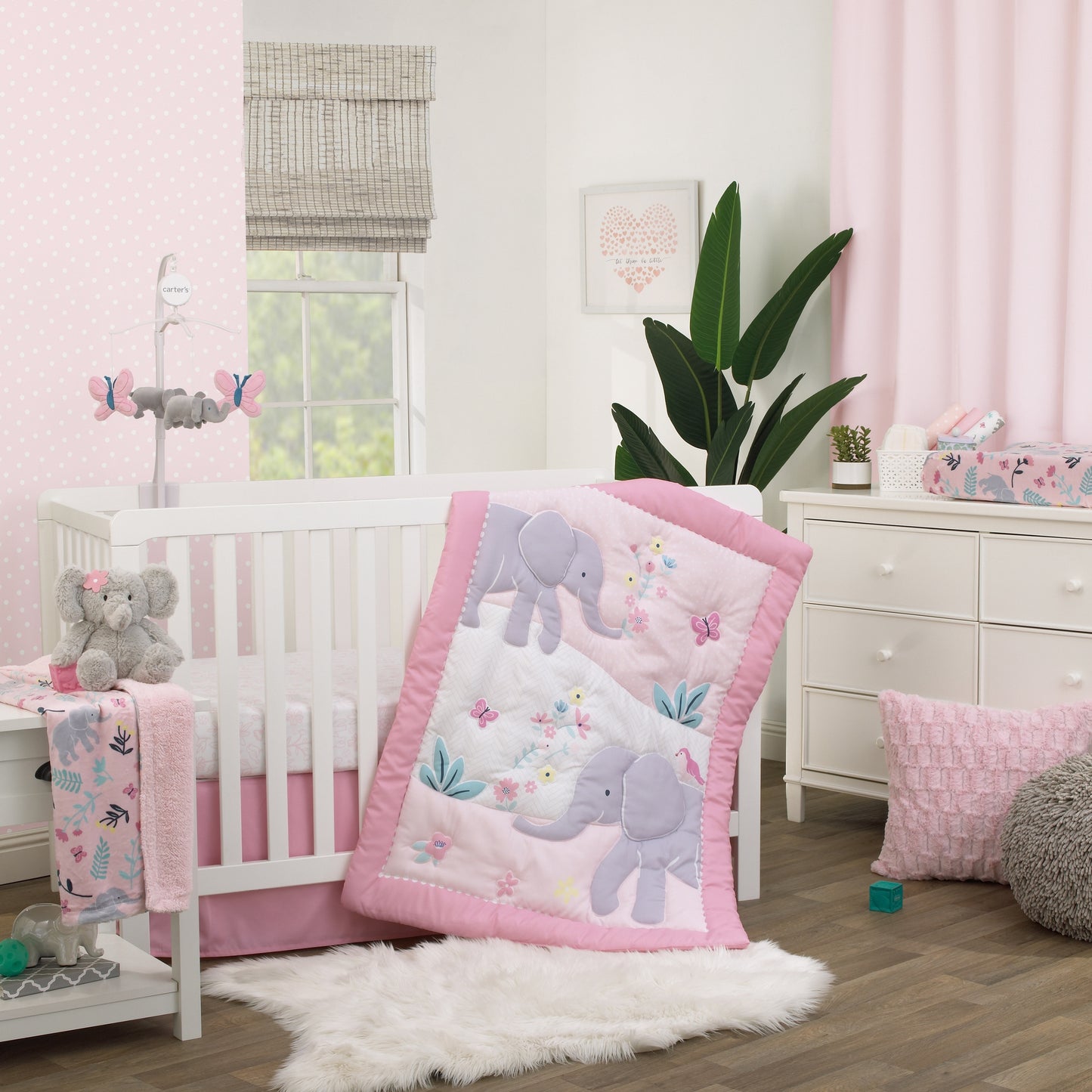 Carter's Floral Elephant Pink Super Soft Baby Blanket