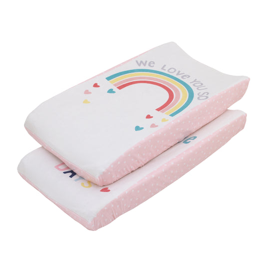 Little Love by NoJo "We Love You So" Multi Color Rainbow 2 Piece Super Soft Changing Pad Covers