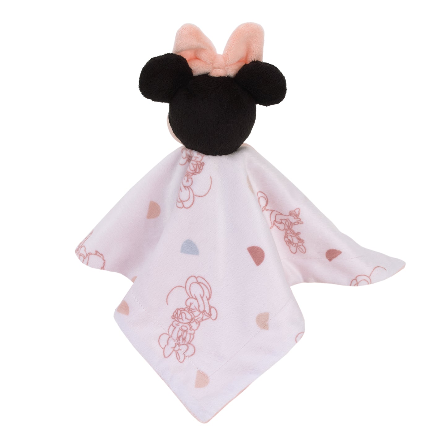 Disney Minnie Mouse White, Light Blue, and Peach Super Soft Security Baby Blanket with Plush Minnie Mouse Head