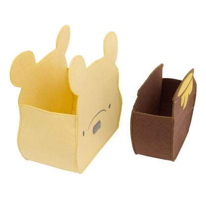 Disney Winnie the Pooh and Hunny Pot Yellow and Brown Two Piece Felt Storage Caddy - 1 Large, 1 Small