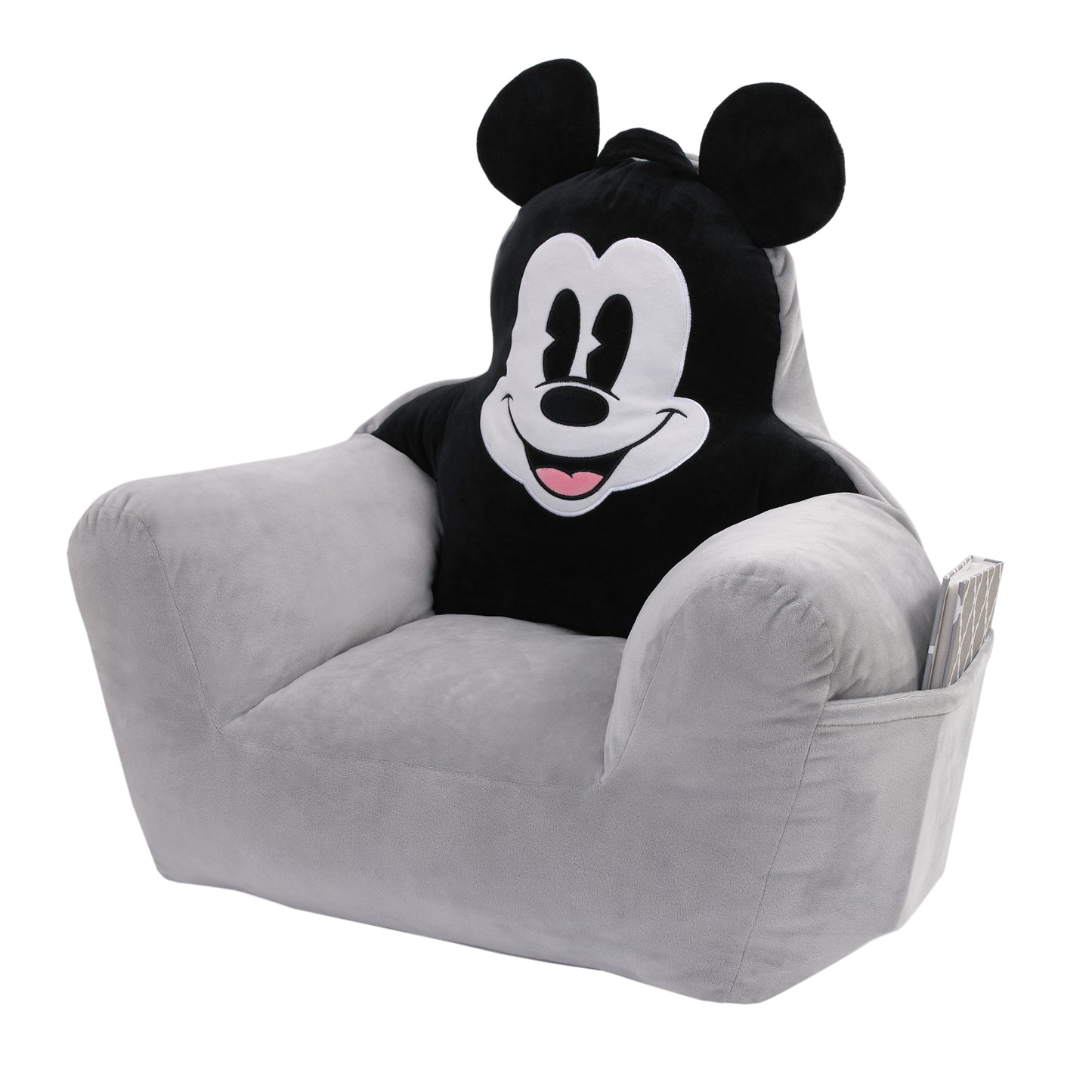 Disney Mickey Mouse Shaped Gray, Black, and White Plush Chair