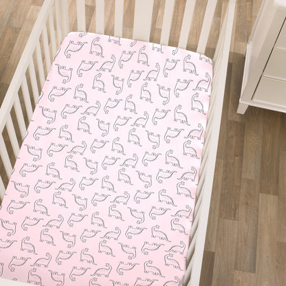 Carter's Dinosaur Princess Pink Super Soft Fitted Crib Sheet