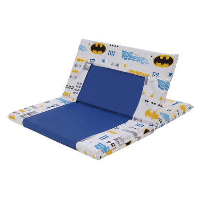 Warner Brothers Batman The Caped Crusader Blue, Yellow and White Bat-Signal and Batmobile Preschool Nap Pad Sheet