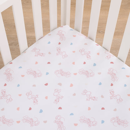 Disney Minnie Mouse White, Light Blue, and Peach with Daisy Duck Super Soft Nursery Fitted Crib Sheet