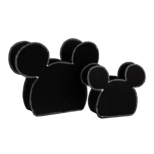 Disney Mickey Mouse Shaped Black 2 Piece Felt Nursery Storage Caddy - 1 Large, 1 Small