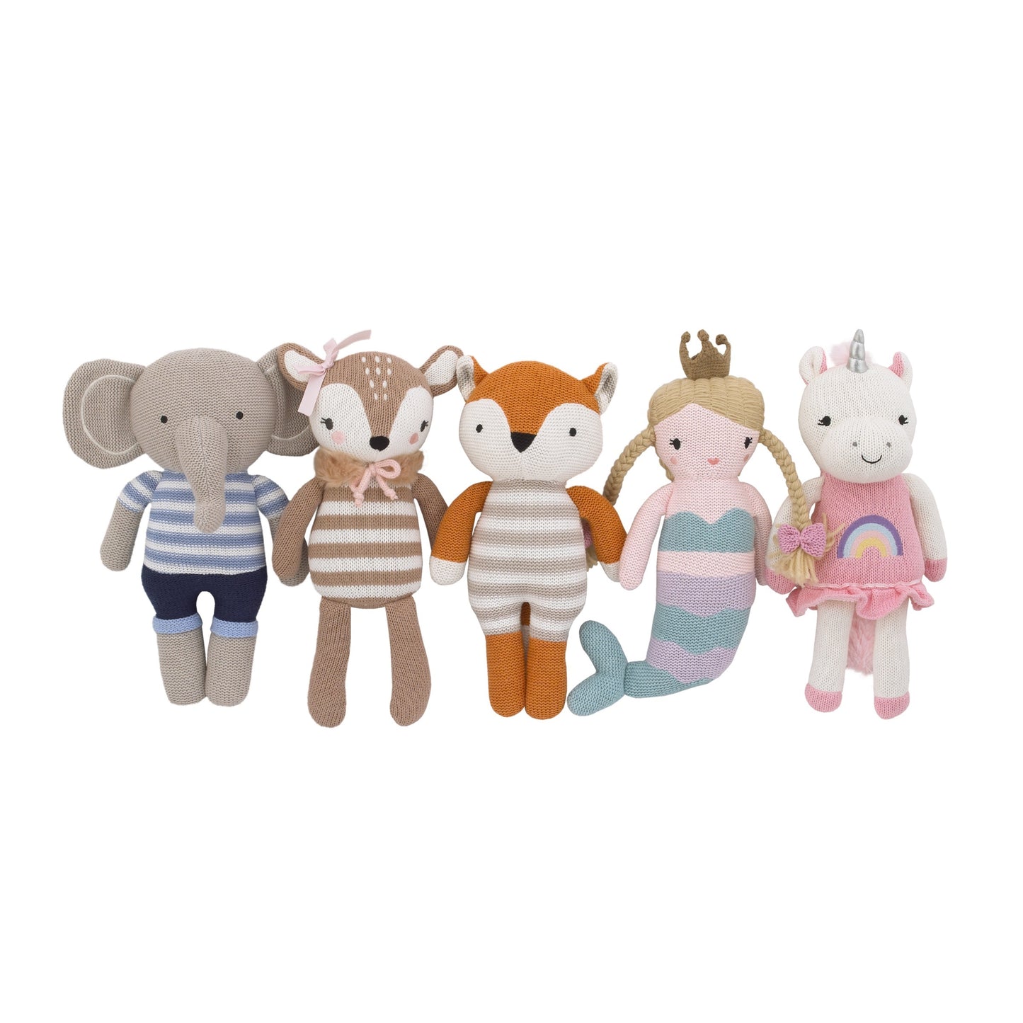 Cuddle Me Brown/Pink Deer 100% Cotton Knitted Plush Toy - Penelope