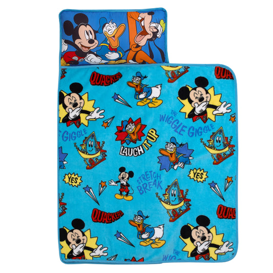 Disney Mickey Mouse Funhouse Crew Blue, Red and Yellow, Funny, Donald Duck, and Goofy Toddler Nap Mat
