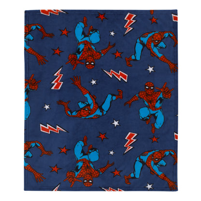 Marvel Spiderman Blue, Red and White Super Soft Plush Baby Blanket