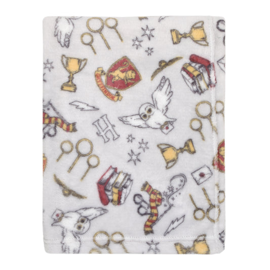 Warner Brothers Harry Potter Magical Moments Grey and White Super Soft Baby Blanket