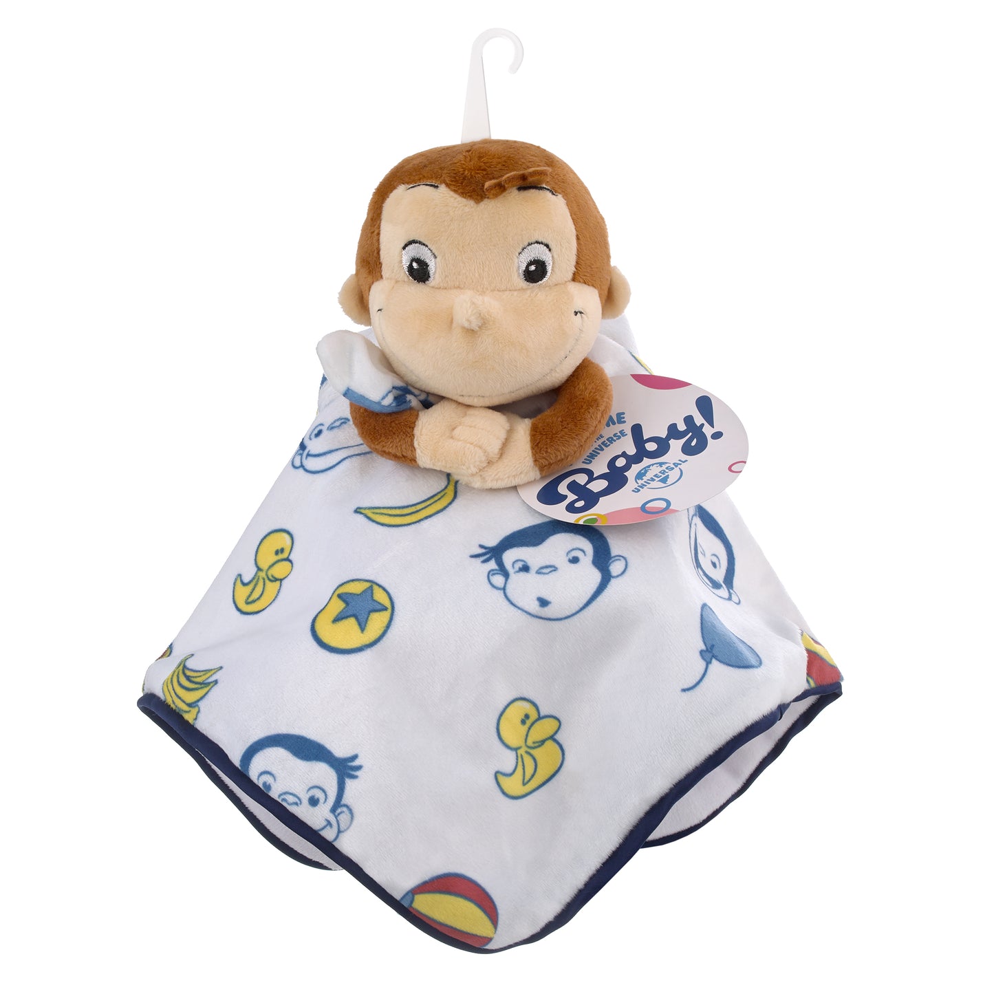 Welcome to the Universe Baby Curious George White, Blue, Red, Yellow and Brown Plush Security Baby Blanket