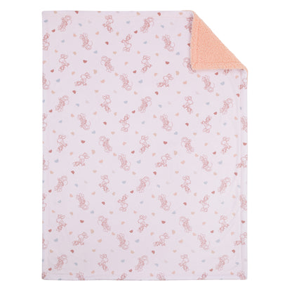 Disney Minnie Mouse White, Light Blue, and Peach Super Soft Sherpa Baby Blanket with Daisy Duck