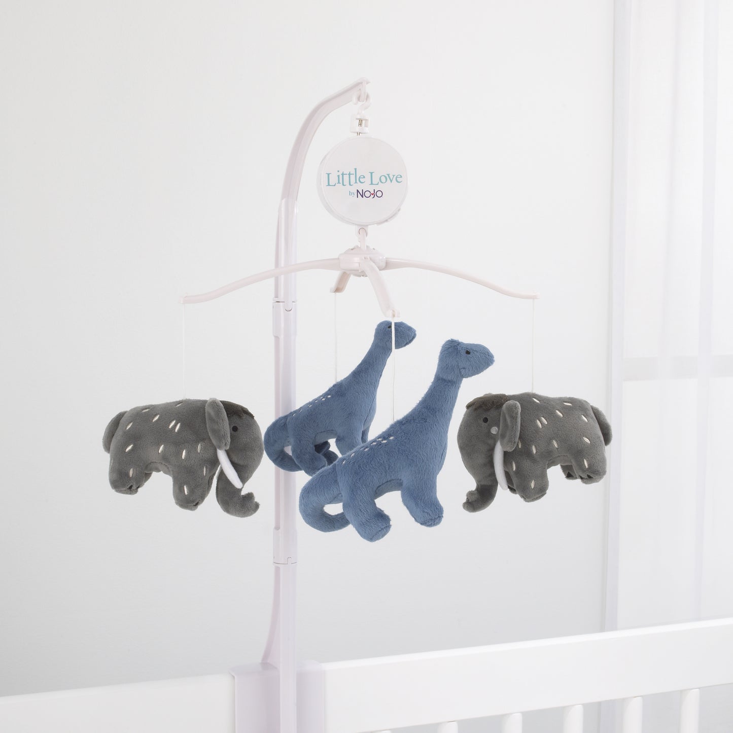 Little Love by NoJo Modern Roaming - Woolly Mammoth and Dinosaurs Blue and Grey Musical Mobile