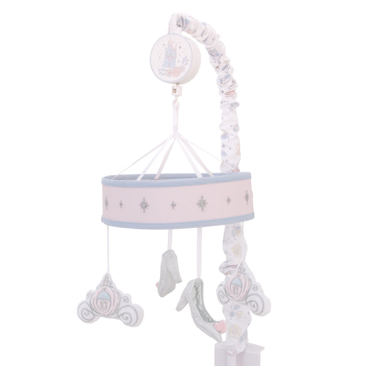Disney Sweet Princess Silver, Pink, and Light Blue Glass Slippers and Enchanted Carriages Musical Mobile