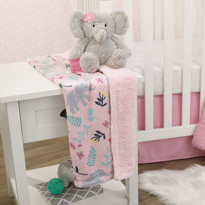 Carter's Floral Elephant Pink Super Soft Baby Blanket