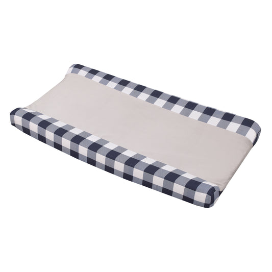 Little Love by NoJo National Park Navy Buffalo Check, Gray Super Soft Changing Pad Cover