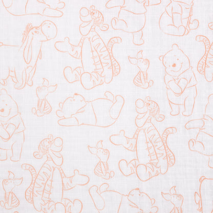 Disney Winnie the Pooh Yellow, Aqua, and White 3 Piece Muslin Swaddle Baby Blanket Set