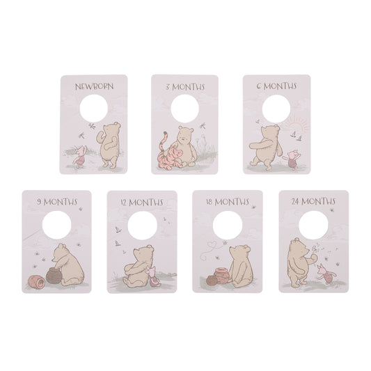 Disney Classic Winnie the Pooh Ivory, Tan, and Sage Nursery Baby Closet Dividers - Set of 7 Newborn to 24 Months