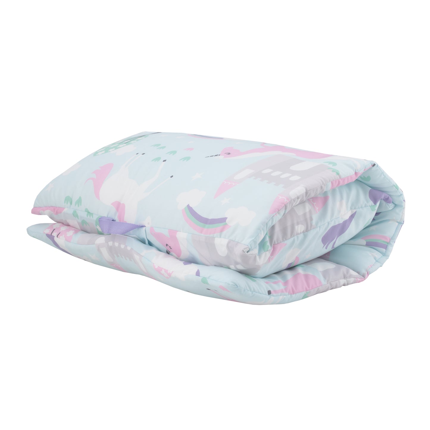 Everything Kids Pink, Light Blue and Lavender Unicorn Deluxe Easy Fold Nap Mat