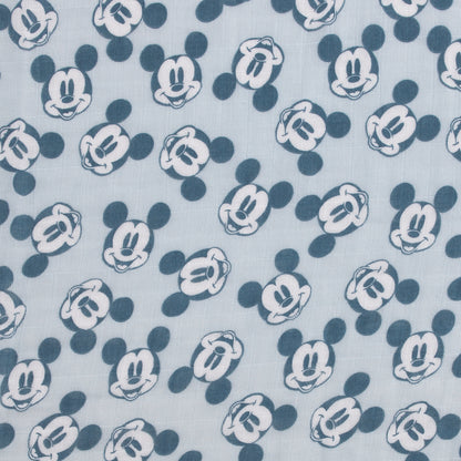 Disney Mickey Mouse Gray, Charcoal, and White 3 Piece Muslin Swaddle Baby Blanket Set