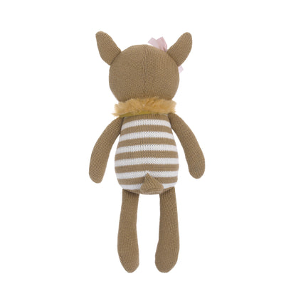 Cuddle Me Brown/Pink Deer 100% Cotton Knitted Plush Toy - Penelope