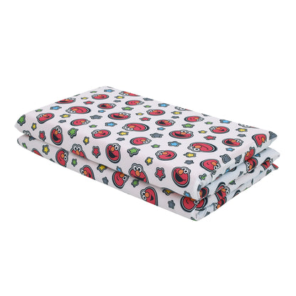 Sesame Street Elmo, Red, Blue, Yellow, Green and White with Stars Super Soft Preschool Nap Pad Sheet