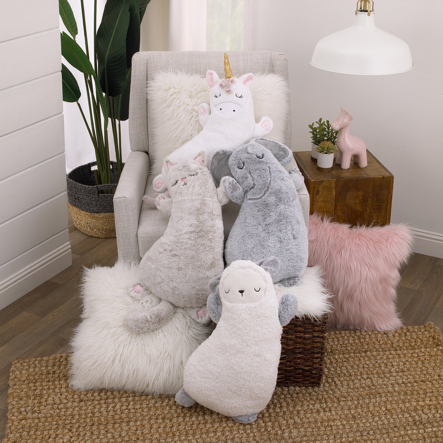 Little Love by NoJo Grey and Charcoal Oversized Sleepy Elephant Plush Stuffed Animal