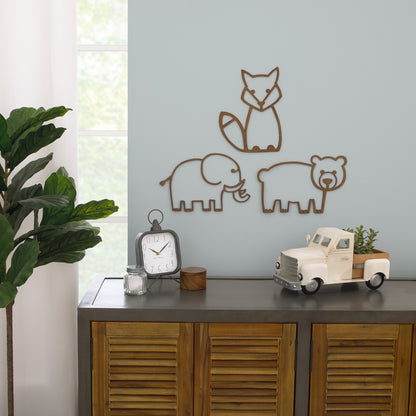 Little Love by NoJo Elephant Shaped Textured Wood Tone Wall Décor