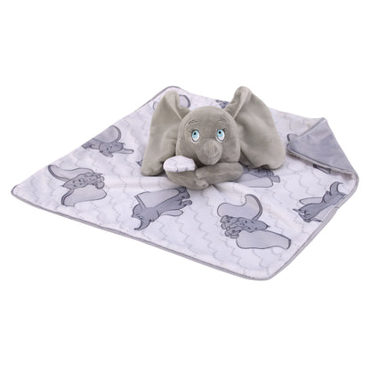 Disney Dumbo Gray and White Super Soft Sherpa Baby Blanket and Security Blanket 2-Piece Gift Set