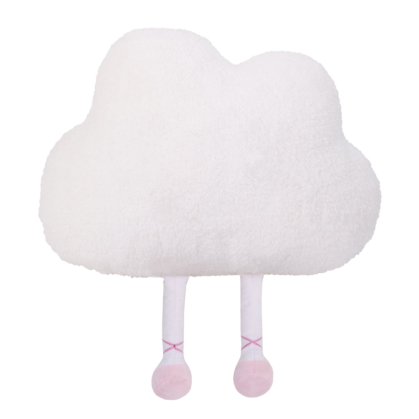 Little Love by NoJo White Cloud with Pink Embroidered Face and Ballerina Slippers Decorative Shaped Pillow