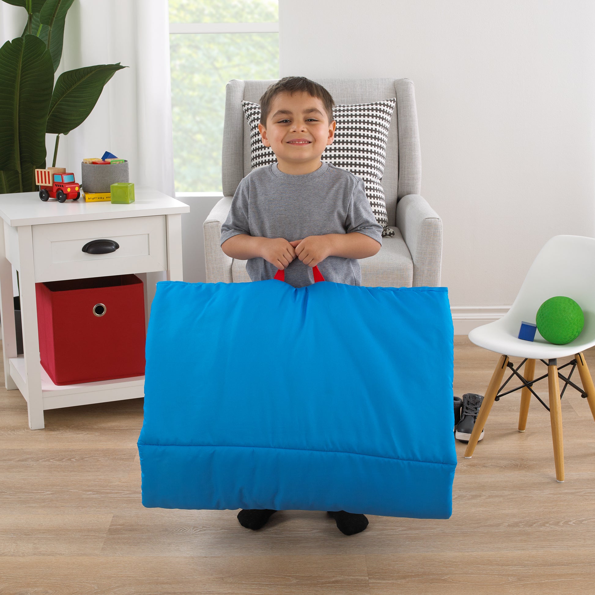 Disney Mickey Mouse Blue, Red, Green, Yellow, and White, Donald Duck, Pluto, and Goofy, Fun Starts Here Deluxe Easy Fold Toddler Nap Mat