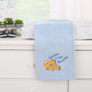 Disney Finding Nemo Cutest Little Catch Light Blue, and Orange Super Soft Appliqued Baby Blanket