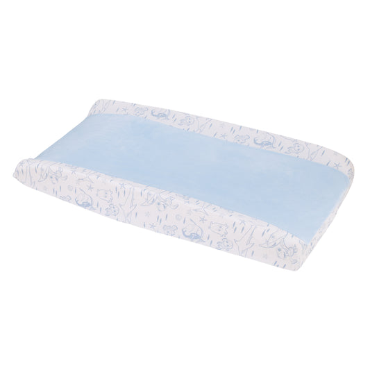 Disney Finding Nemo Cutest Little Catch Light Blue, and White Contoured Changing Pad Cover
