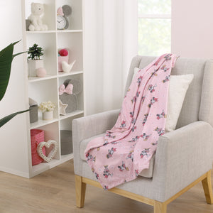 Minnie Mouse Hello Gorgeous Deluxe Reversible Baby Blanket, Pink, White