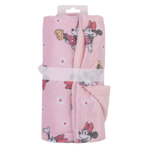 Minnie Mouse Hello Gorgeous Deluxe Reversible Baby Blanket, Pink, White