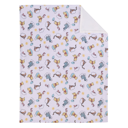 Winnie the Pooh So Loved Deluxe Reversible Baby Blanket, Yellow, Aqua