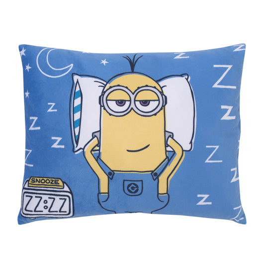NoJo Illumination Lazy Minions Club Blue, Yellow, and White Snooze Toddler Pillow