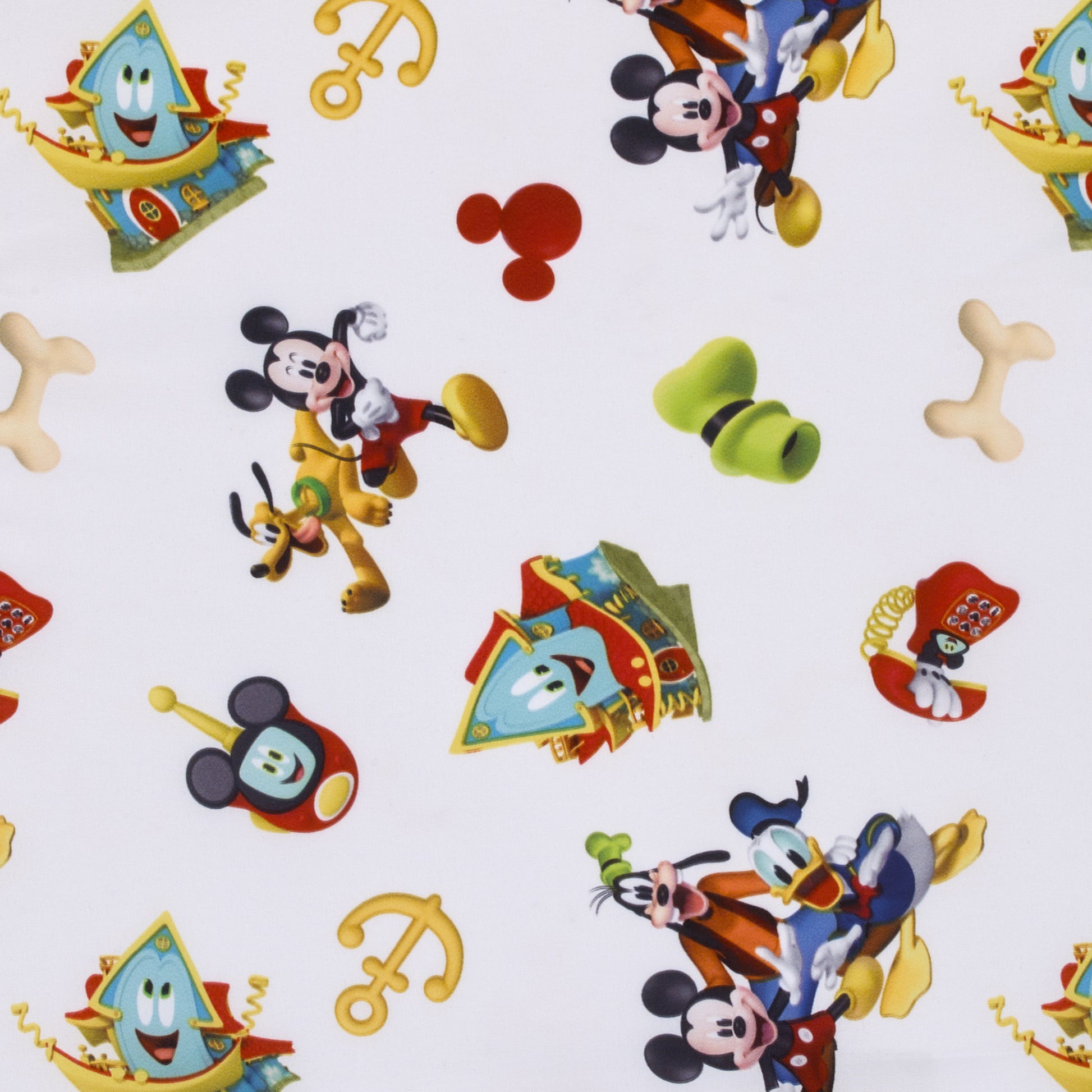 Disney Mickey Mouse Funhouse Crew Blue, Red, Yellow, and White, Funny, Donald Duck, Goofy and Pluto Preschool Nap Pad Sheet