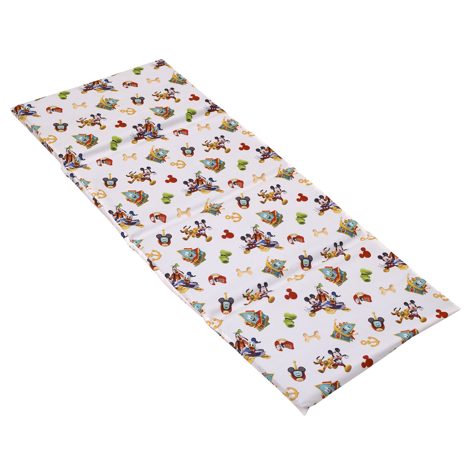 Disney Mickey Mouse Funhouse Crew Blue, Red, Yellow, and White, Funny, Donald Duck, Goofy and Pluto Preschool Nap Pad Sheet