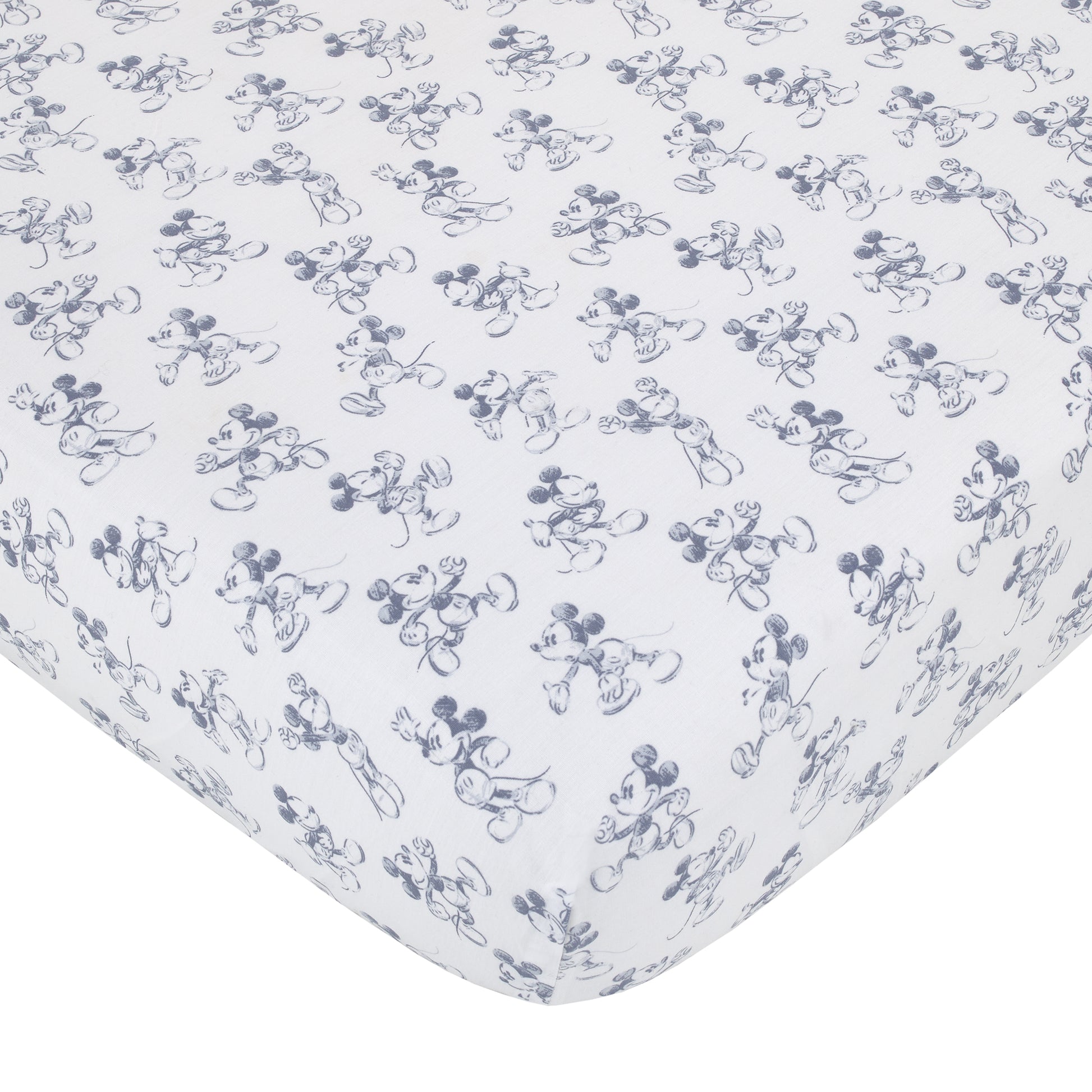 Disney Mickey Mouse - Call Me Mickey Blue, White, and Gray The Adventure Begins Stars and Gingham 3 Piece Nursery Crib Bedding Set - Comforter, 100% Cotton Fitted Crib Sheet, and Crib Skirt
