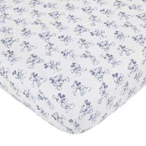 Disney Mickey Mouse - Call Me Mickey Blue, White, and Gray The Adventure Begins Stars and Gingham 3 Piece Nursery Crib Bedding Set - Comforter, 100% Cotton Fitted Crib Sheet, and Crib Skirt