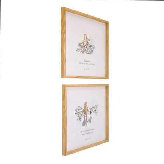 Disney Winnie the Pooh - Classic Pooh "My Sweetest Adventures Always Include You" with Piglet Natural Pine Wood Framed Art Canvas Wall DÃƒÆ’Ã‚Â©cor