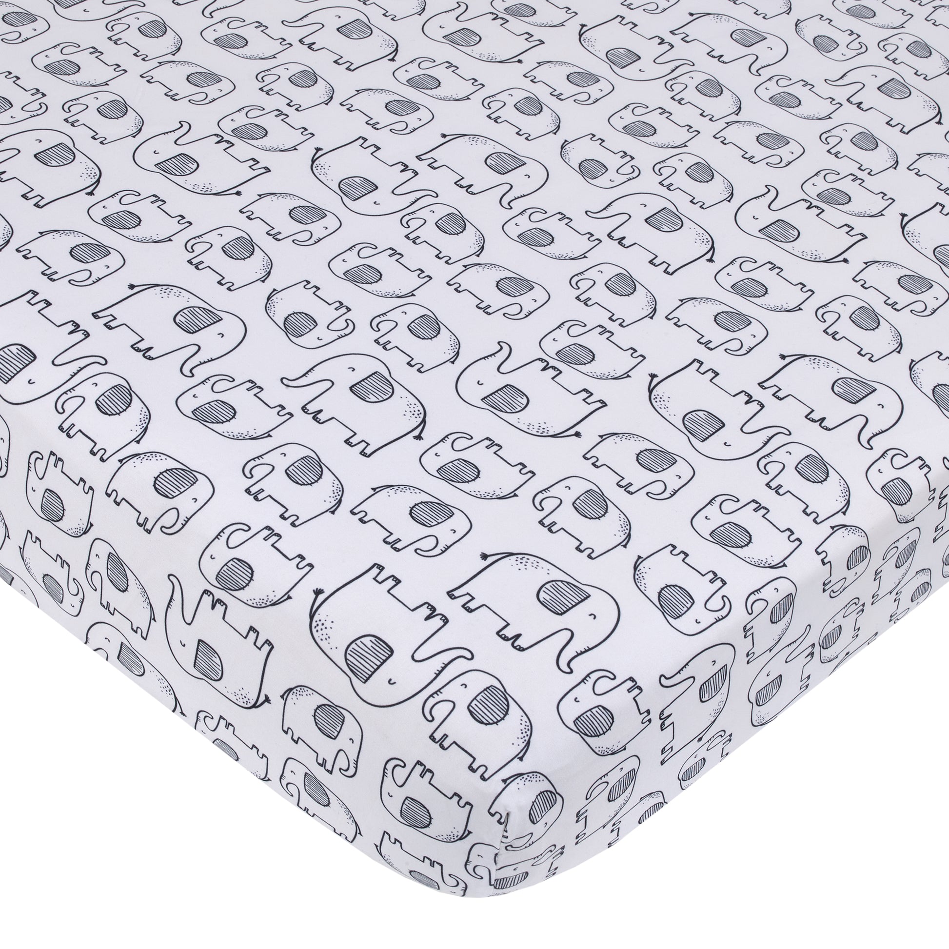 Carter's Blue Elephant - Chambray, Navy, Gray and White Elephant, Moon, Clouds and Stars 3 Piece Nursery Crib Bedding Set - Comforter, Fitted Crib Sheet and Crib Skirt