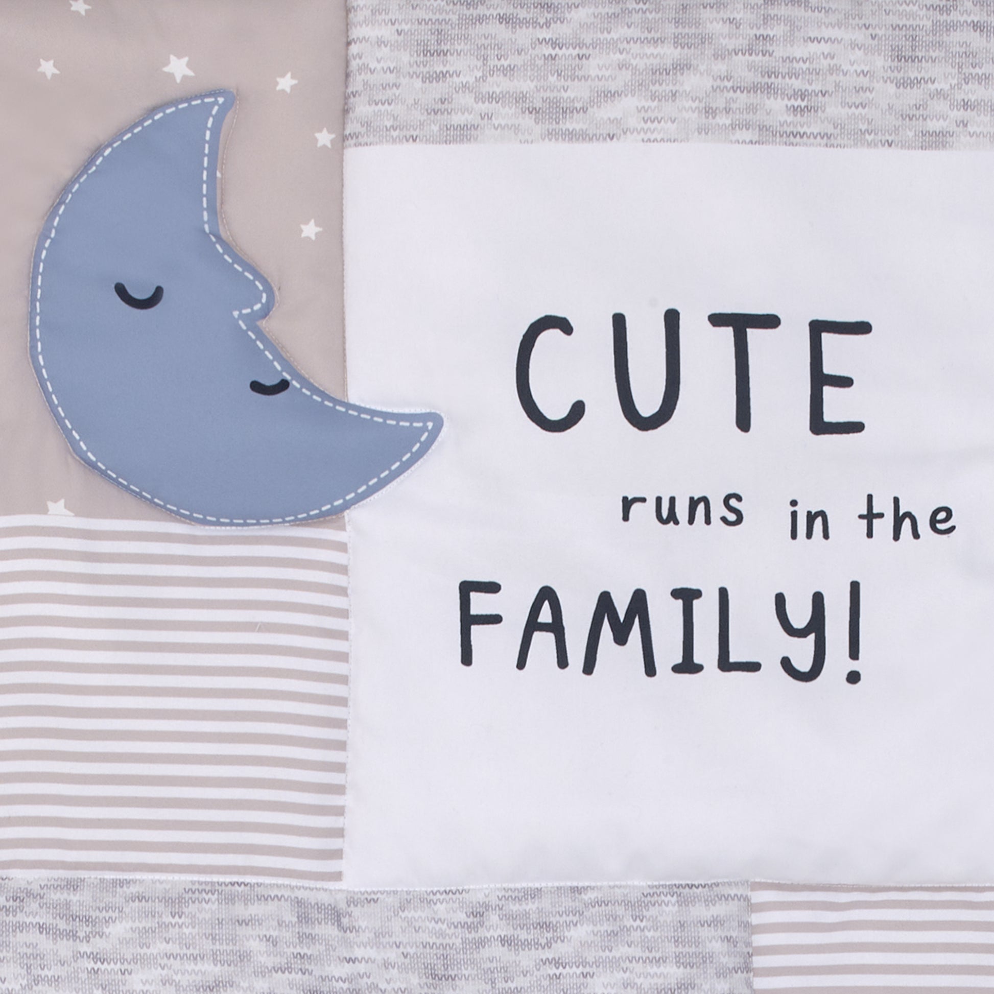 Carter's Blue Elephant - Chambray, Navy, Gray and White Elephant, Moon, Clouds and Stars 3 Piece Nursery Crib Bedding Set - Comforter, Fitted Crib Sheet and Crib Skirt