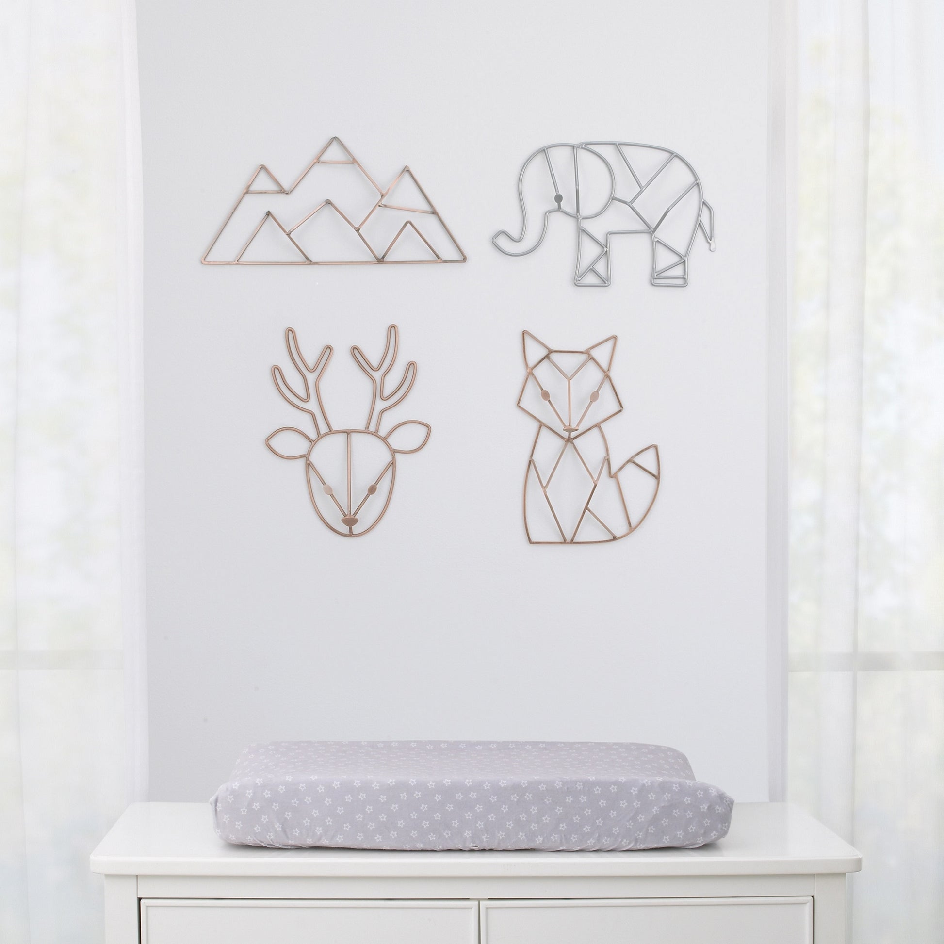 NoJo Elephant Shaped Wire Nursery Wall Decor, Grey Finish